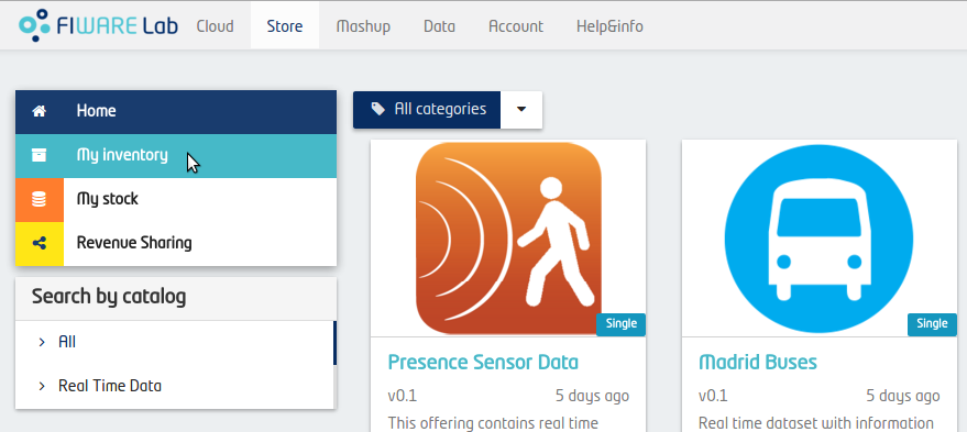 Acquiring Datasets Offered in the
FIWARE Store6